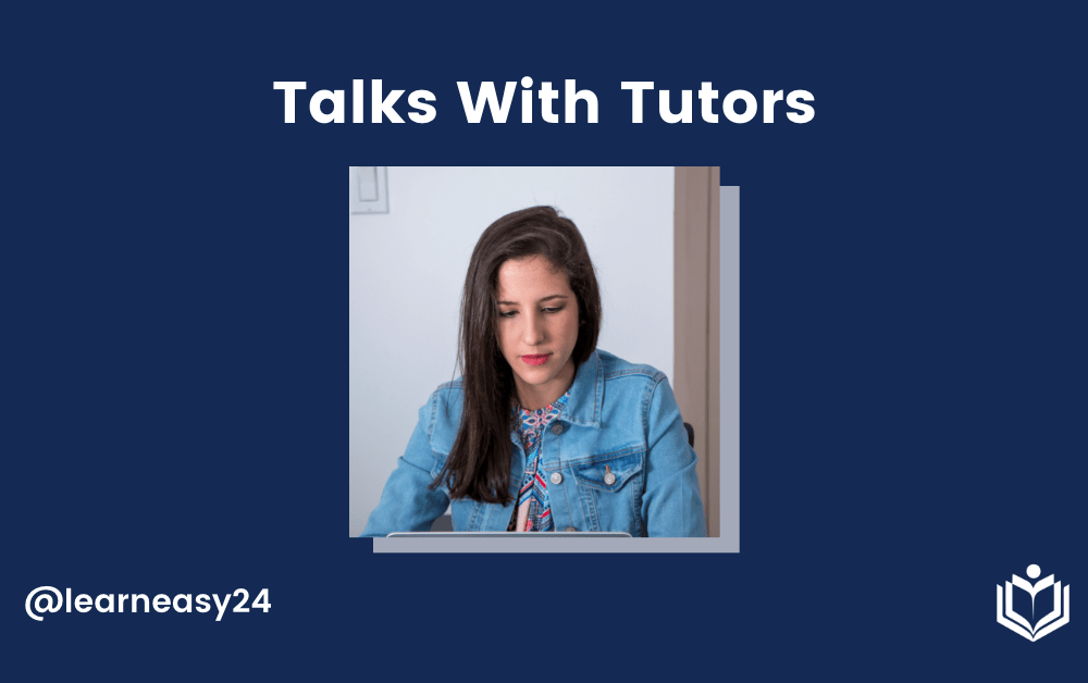 Judith sits in front of her computer while teaching Spanish online